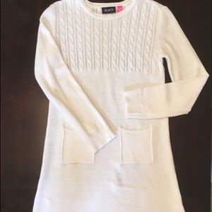 Girls Off White Sweater Dress Sz 10/12